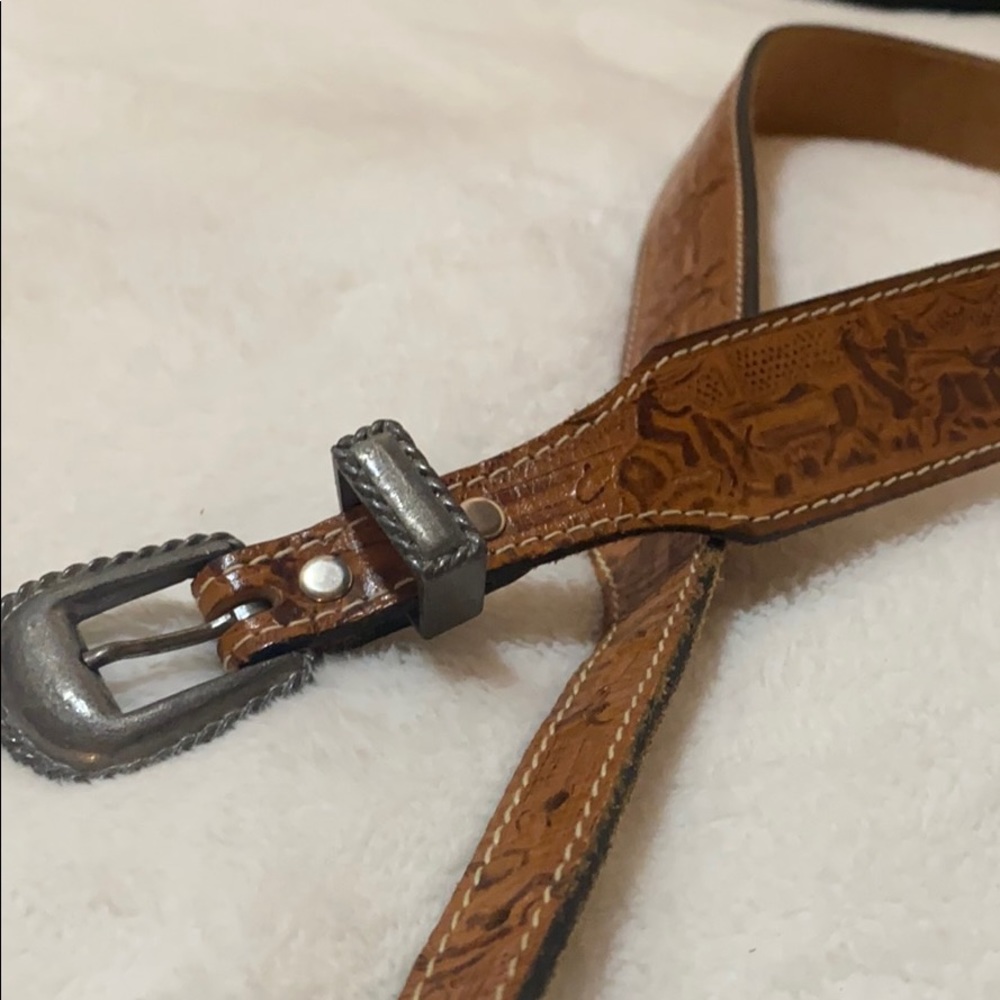 Genuine Leather Belt with Stamped Print